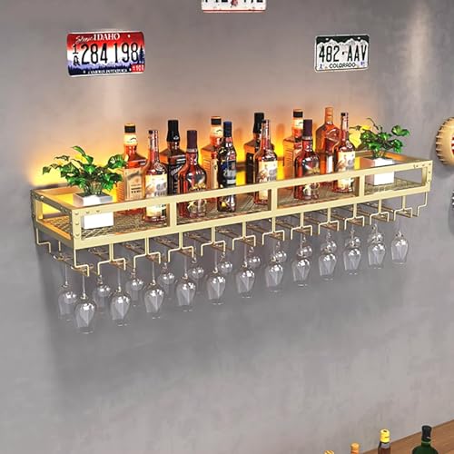 An der Wand montiertes Weinregal mit Glashalter, Flaschenhalter aus Metall, schwebende Regale mit LED-Licht, Weinregal aus Eisen, multifunktionales Weinaufbewahrungsdisplay für zu Hause, Wei An der Wand montiertes Weinregal mit Glashalter, Flaschenhalter aus Metall, schwebende Regale mit LED-Licht, Weinregal aus Eisen, multifunktionales Weinaufbewahrungsdisplay für zu Hause, Wei von Widppsopt