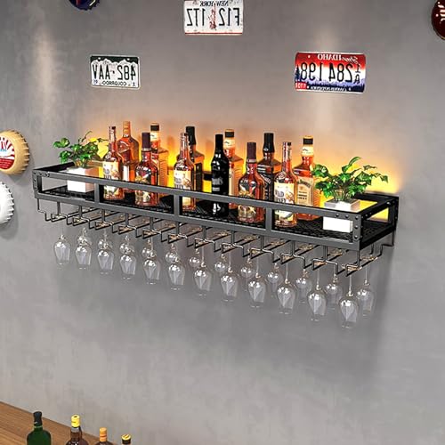 An der Wand montiertes Weinregal mit Glashalter, Flaschenhalter aus Metall, schwebende Regale mit LED-Licht, Weinregal aus Eisen, multifunktionales Weinaufbewahrungsdisplay für zu Hause, Wei An der Wand montiertes Weinregal mit Glashalter, Flaschenhalter aus Metall, schwebende Regale mit LED-Licht, Weinregal aus Eisen, multifunktionales Weinaufbewahrungsdisplay für zu Hause, Wei von Widppsopt