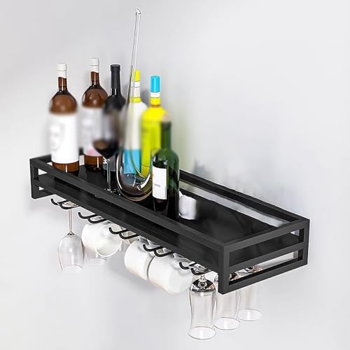 An der Wand montiertes Weinregal mit Glashalter, hängende schwebende Wandregale, Weinglashalter, Weinflaschenhalter aus Metall, für Bar, Café, Küche (Farbe: Schwarz, Größenbezeichnung: 100 c An der Wand montiertes Weinregal mit Glashalter, hängende schwebende Wandregale, Weinglashalter, Weinflaschenhalter aus Metall, für Bar, Café, Küche (Farbe: Schwarz, Größenbezeichnung: 100 c von Widppsopt
