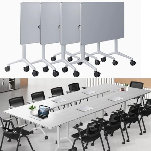 Conference Room Table Large Folding Training Tables with Caster Wheels, Business Style Wooden Meeting Desk with Strong Metal Frame,Flip Top Desk for Office Conference Room von Widppsopt