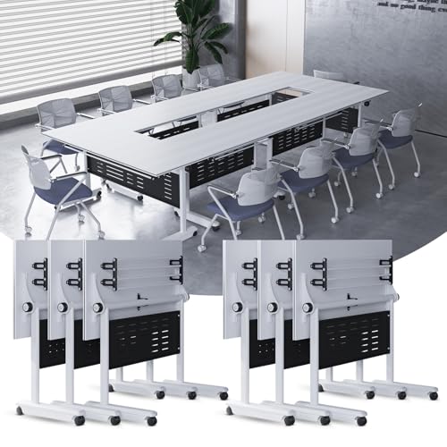 Conference Table, Combinable Mobile Flip Top Design Training Desk, Modern Large Rectangular Meeting Desk, Dynamic Seminar Table with Silent Wheels for Office Conference Table, Combinable Mobile Flip Top Design Training Desk, Modern Large Rectangular Meeting Desk, Dynamic Seminar Table with Silent Wheels for Office von Widppsopt