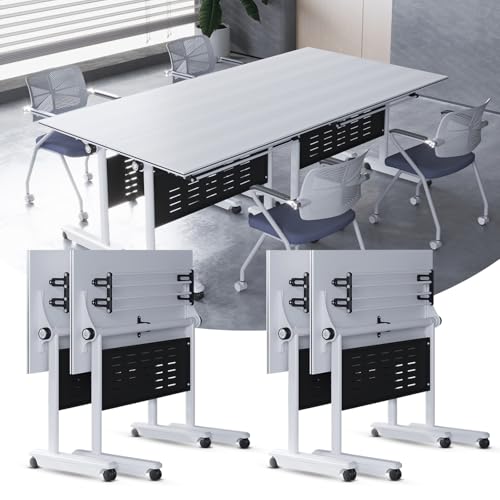 Conference Table, Combinable Mobile Flip Top Design Training Desk, Modern Large Rectangular Meeting Desk, Dynamic Seminar Table with Silent Wheels for Office Conference Table, Combinable Mobile Flip Top Design Training Desk, Modern Large Rectangular Meeting Desk, Dynamic Seminar Table with Silent Wheels for Office von Widppsopt