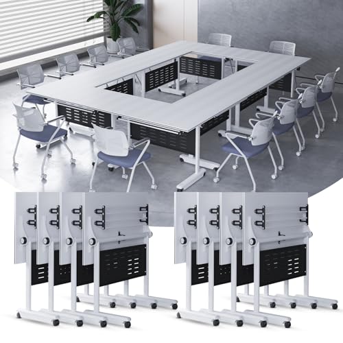 Conference Table, Combinable Mobile Flip Top Design Training Desk, Modern Large Rectangular Meeting Desk, Dynamic Seminar Table with Silent Wheels for Office Conference Table, Combinable Mobile Flip Top Design Training Desk, Modern Large Rectangular Meeting Desk, Dynamic Seminar Table with Silent Wheels for Office von Widppsopt