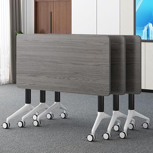 Conference Table, Folding Conference Room Desk with Flip-Top Design, Mobile Seminars Dynamic Meetings Training Tables for Offices, Classrooms, and Meeting Room(Gray, 55.1×23.6×29.5in) von Widppsopt