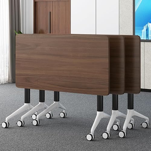Conference Table, Folding Conference Room Desk with Flip-Top Design, Mobile Seminars Dynamic Meetings Training Tables for Offices, Classrooms, and Meeting Room(Walnut, 55.1×15.7×29.5in) von Widppsopt