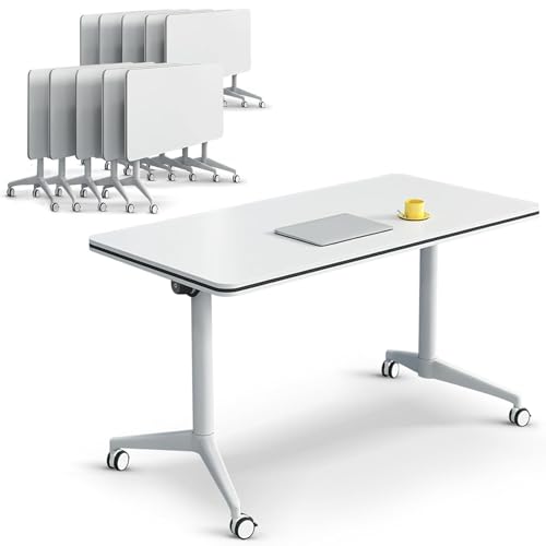 Conference Table, Folding Conference Room Tables Office Desk Flip Top Mobile Meeting Training Desk with Wheels, with Strong Metal Legs for Home Office Classr Conference Table, Folding Conference Room Tables Office Desk Flip Top Mobile Meeting Training Desk with Wheels, with Strong Metal Legs for Home Office Classr von Widppsopt