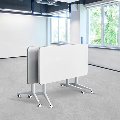 Conference Table, Folding Conference Room Tables with Flip-Top Design, Modern Rectangle Meeting Seminar Desk, Mobile with Wheels for Offices, Classrooms, and Meeting Room von Widppsopt
