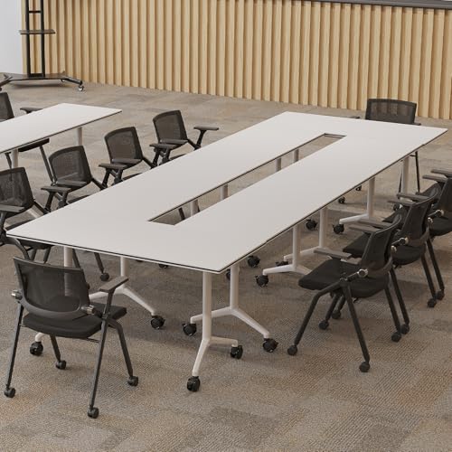 Conference Table, Folding with Wheels, Mobile Meeting Table Conference Room Desk, Modern Seminar Boardroom Desk(4 Pack 55.1 x 19.6 x 29.5inch) von Widppsopt
