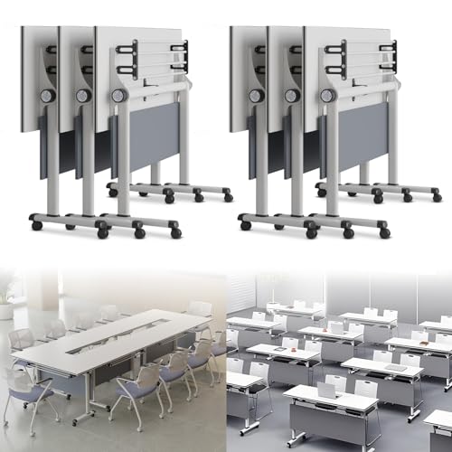 Conference Table Foldable, Rectangular Meeting Room Tables with Silent Caster Wheels, Mobile Conference Room Desk, Large Folding Desk for Study Working Conference Table Foldable, Rectangular Meeting Room Tables with Silent Caster Wheels, Mobile Conference Room Desk, Large Folding Desk for Study Working von Widppsopt