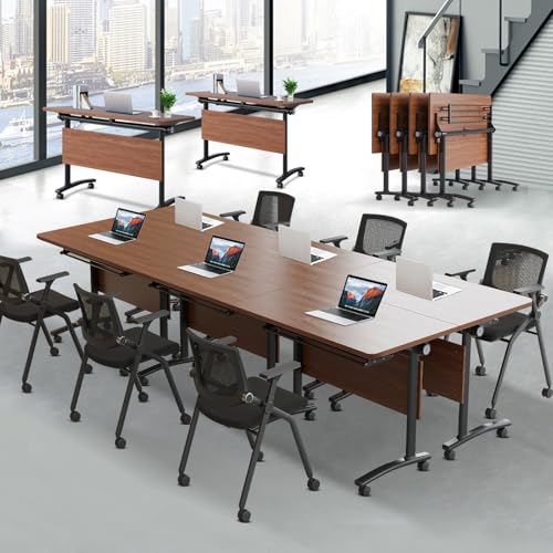 Conference Table Foldable,Flip Top Mobile Training Desk The Rounded Table with Silent Wheels is Convenient and Fast,for Office Training Classroom Meeting Desk (2pack 140 * 60 * 75) von Widppsopt