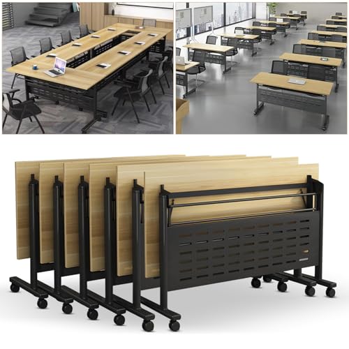 Conference Table Foldable 6ft, Rectangular Meeting Room Tables with Silent Caster Wheels, Mobile Conference Room Desk, Metal Frame, Large Folding Desk for Study Working Conference Table Foldable 6ft, Rectangular Meeting Room Tables with Silent Caster Wheels, Mobile Conference Room Desk, Metal Frame, Large Folding Desk for Study Working von Widppsopt