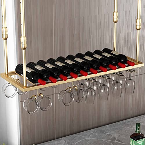 Deckenregal - An der Decke hängendes Weinregal, Hängendes Weinflaschenregal Für Den Innenbereich, An Der Wand Montiertes Weinregal/Glasregal Aus Schmiedeeisen, Ausstellungsständer Für Bar/Kü von Widppsopt