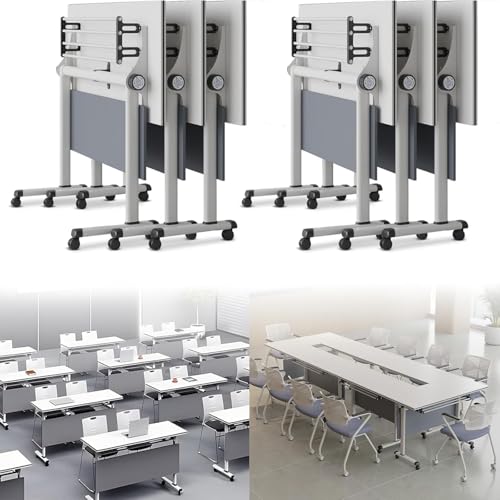 Flip Top Mobile Training Table, Conference Table Office Folding Seminar Desk, Modern White Study Writing Printer Podcast Desk with 4 Wheels for Office Meeting Room Flip Top Mobile Training Table, Conference Table Office Folding Seminar Desk, Modern White Study Writing Printer Podcast Desk with 4 Wheels for Office Meeting Room von Widppsopt