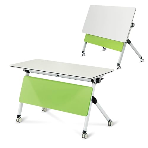 Foldable Conference Room Tables, Flip Top Mobile Training Table, Modern Conference Desk with Silent Wheels Waterproof Desktop, Large Meeting Desk, Suitable for Office,classr, 140cm von Widppsopt