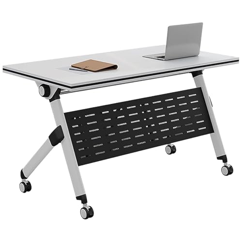 Foldable Conference Table with Caster Wheels Flip Top Mobile Meeting, Seminar Boardroom Desk, Metal Legs Wood Training Table Executive Desk for Meeting Room, Office, Class von Widppsopt