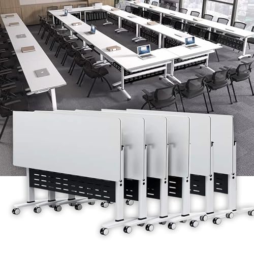 Folding Conference Room Table, Flip Top Mobile Meeting Office Training Room Desk with Wheel, Modern Training Meeting Seminar Classroom Tables(C 6Pack 47.2 x 23.6 x 29.5inch) von Widppsopt