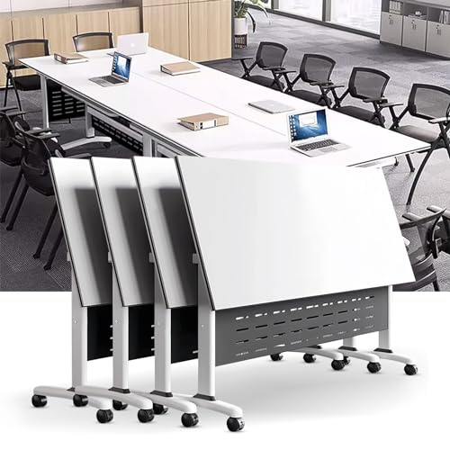 Folding Conference Room Table, Flip Top Mobile Meeting Office Training Room Desk with Wheel, Modern Training Meeting Seminar Classroom Tables(E 4Pack 47.2 x 23.6 x 29.5inch) von Widppsopt