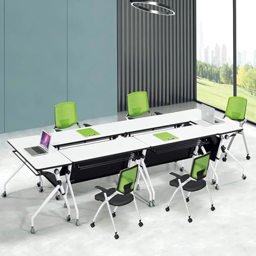Folding Conference Room Table, Flip Top Mobile Meeting Office Training Room Desk with Wheel, Modern Training Meeting Seminar Classroom Tables(F 4Pack 55.1 x 23.6 x 29.5inch) von Widppsopt