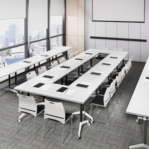 Folding Conference Room Table, Flip Top Mobile Meeting Office Training Room Desk with Wheel, Modern Training Meeting Seminar Classroom Tables(I 4Pack 55.1 x 23.6 x 29.5inch) von Widppsopt
