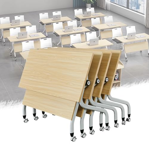 Folding Conference Room Table, Flip Top Mobile Meeting Office Training Room Desk with Wheel, Modern Training Meeting Seminar Classroom Tables(K 4Pack 55.1 x 23.6 x 29.5inch) von Widppsopt