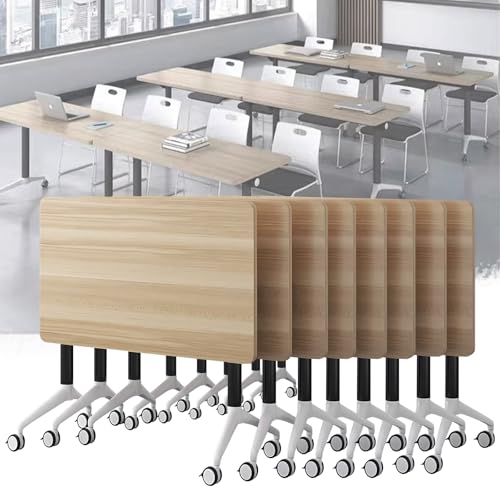Folding Conference Room Table, Flip Top Mobile Meeting Office Training Room Desk with Wheel, Modern Training Meeting Seminar Classroom Tables(L 8Pack 55.1 x 23.6 x 29.5inch) von Widppsopt