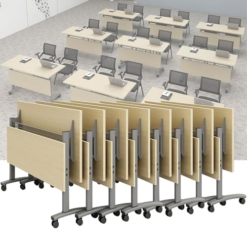 Folding Conference Room Table, Flip Top Mobile Meeting Office Training Room Desk with Wheel, Modern Training Meeting Seminar Classroom Tables(P 8Pack 70.8 x 23.6 x 29.5inch) von Widppsopt