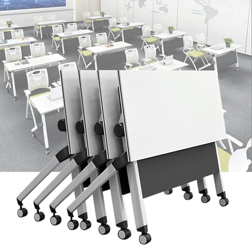 Folding Conference Room Table, Flip Top Mobile Meeting Office Training Room Desk with Wheel, Modern Training Meeting Seminar Classroom Tables(R 4Pack 70.8 x 23.6 x 29.5inch) von Widppsopt