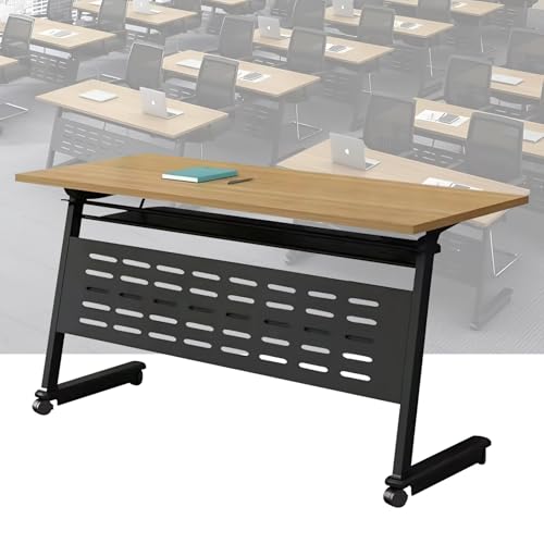 Folding Conference Room Table, Flip Top Mobile Meeting Office Training Room Desk with Wheel, Modern Training Meeting Seminar Classroom Tables(T 4Pack 70.8 x 23.6 x 29.5inch) von Widppsopt
