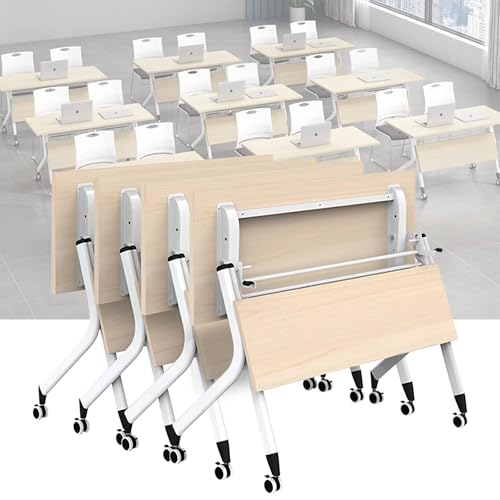 Folding Conference Room Table, Flip Top Mobile Meeting Office Training Room Desk with Wheel, Modern Training Meeting Seminar Classroom Tables(U 4Pack 47.2 x 23.6 x 29.5inch) von Widppsopt