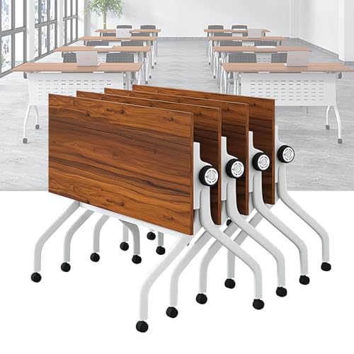 Folding Conference Room Table, Flip Top Mobile Meeting Office Training Room Desk with Wheel, Modern Training Meeting Seminar Classroom Tables(V 4Pack 70.8 x 23.6 x 29.5inch) von Widppsopt