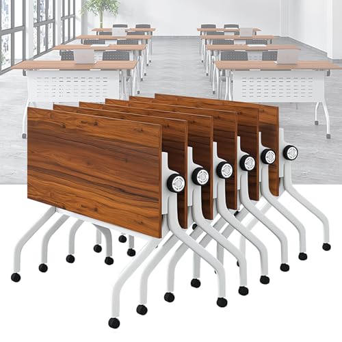 Folding Conference Room Table, Flip Top Mobile Meeting Office Training Room Desk with Wheel, Modern Training Meeting Seminar Classroom Tables(V 6Pack 70.8 x 23.6 x 29.5inch) von Widppsopt