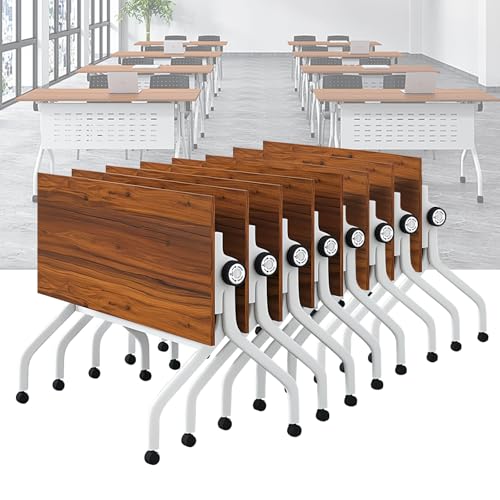 Folding Conference Room Table, Flip Top Mobile Meeting Office Training Room Desk with Wheel, Modern Training Meeting Seminar Classroom Tables(V 8Pack 55.1 x 23.6 x 29.5inch) von Widppsopt