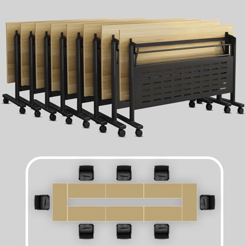 Folding Conference Room Table 6ft, Foldable Meeting Tables, Movable Computer Desk, Modern Executive Desk with Wheels Folding Conference Room Table 6ft, Foldable Meeting Tables, Movable Computer Desk, Modern Executive Desk with Wheels von Widppsopt