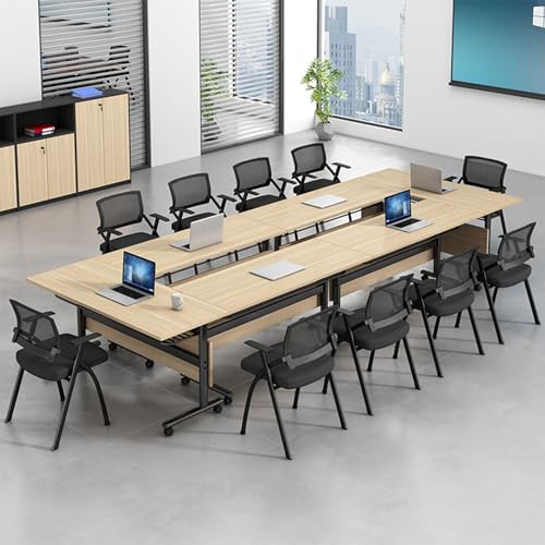 Folding Conference Table, Conference Training Rooms Flip Top Mobile Training Desk, Rolling Meeting Desk with Wheels, Suitable for Office, Meeting Room (6pack 70.9in) von Widppsopt
