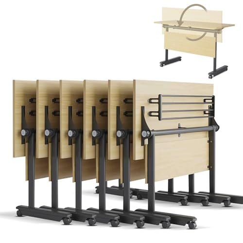 Folding Conference Table, Modern Conference Room Table Mobile Training Table with Wheels,Flip Top Large Modular Meeting Table Seminar Table for Office Training Classroom(6pack 47.2in) von Widppsopt