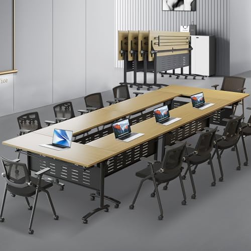 Folding Conference Table,Modern Flip Top Training Room Tables with Silent Wheels Save Space Rectangle Office Meeting Desk for Office Training Classroom Desk(6pack 47.2in) von Widppsopt