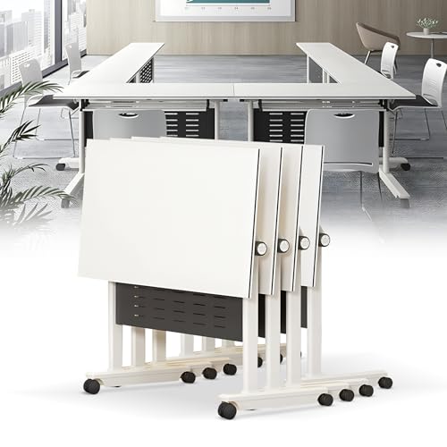 Folding Conference Table with Wheels 47.2 x 23.6 x 29.5inch Flip Top Foldable Seminar Boardroom Table for Office and Home Classr Folding Conference Table with Wheels 47.2 x 23.6 x 29.5inch Flip Top Foldable Seminar Boardroom Table for Office and Home Classr von Widppsopt