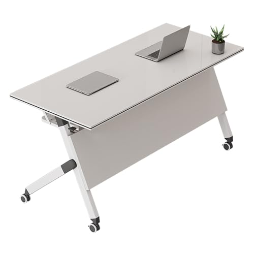 Folding Conference Table with Wheels Portable Training Table for Office and Classroom Flip Top Mobile Seminar Meeting Desk von Widppsopt