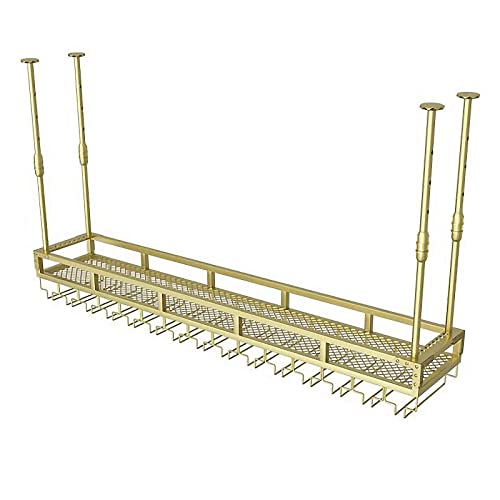 Industrielles, an der Decke hängendes Weinglasregal mit Glashalter und Ablage, verstellbare Höhe und Breite, Bar-Weinregal, hängender Weinflaschenhalter aus Metall (Farbe: Gold, Größenbezeic Industrielles, an der Decke hängendes Weinglasregal mit Glashalter und Ablage, verstellbare Höhe und Breite, Bar-Weinregal, hängender Weinflaschenhalter aus Metall (Farbe: Gold, Größenbezeic von Widppsopt