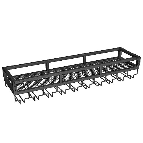 Industrielles Weinregal zur Wandmontage, Weinflaschenhalter aus Metall mit Glashalter, Organisationsregal, Weinaufbewahrungsregal für Bar, Wohnzimmer, Küche (Farbe: Schwarz, Größenbezeichnun Industrielles Weinregal zur Wandmontage, Weinflaschenhalter aus Metall mit Glashalter, Organisationsregal, Weinaufbewahrungsregal für Bar, Wohnzimmer, Küche (Farbe: Schwarz, Größenbezeichnun von Widppsopt