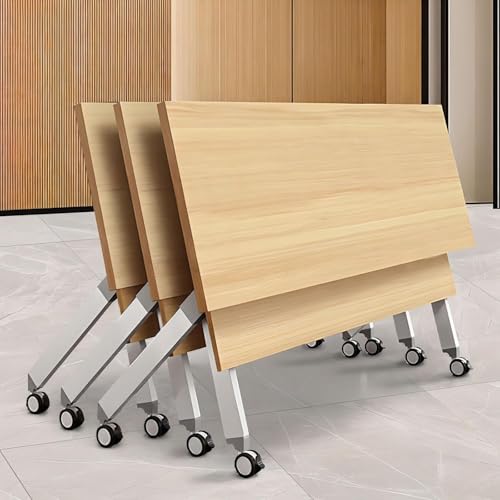 Mobile Folding Conference Room Table with Silent Wheels, Adjustable Feet, Portable Meeting and Training Table for Office, Classroom, Seminars, and Workspaces, Easy Storage von Widppsopt