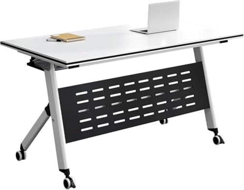 Portable Folding Conference Table with Lockable Wheels, Mobile Meeting Room Table for Seminars, Training, Office Use, Easy Assembly, Space-Saving Design, Sturdy MDF Construction von Widppsopt