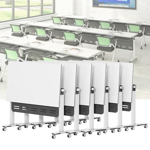 White Conference Table, Modern Conference Room Table, Office Boardroom Desk, Movable Computer Desk for Office(W 6Pack 70.8 x 23.6 x 29.5inch) von Widppsopt