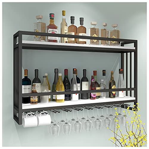 Widppsopt An der Wand montiertes Weinregal, 2-lagiges Weinflaschenregal aus Holz mit Stielglasregal, Weinglasregal, multifunktionales Weinaufbewahrungsregal für die Küche im Wohnzimmer Widppsopt An der Wand montiertes Weinregal, 2-lagiges Weinflaschenregal aus Holz mit Stielglasregal, Weinglasregal, multifunktionales Weinaufbewahrungsregal für die Küche im Wohnzimmer von Widppsopt