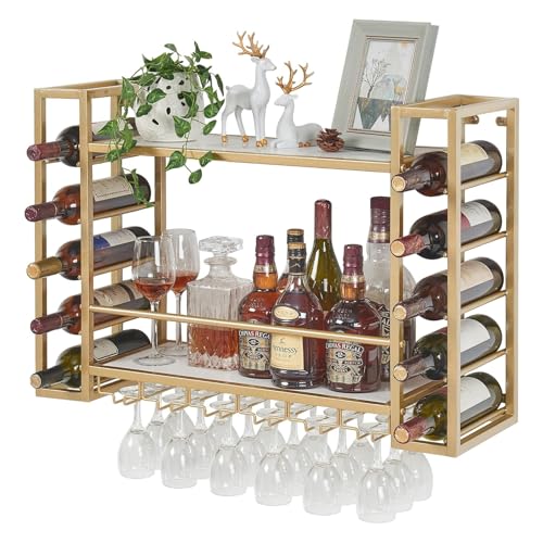 Widppsopt An der Wand montiertes Weinregal, hängender Weinflaschenhalter, Weinlagerregal mit Glashalter, schwebende Barregale für die Heimbar, Küchendekor, Lagerregal Widppsopt An der Wand montiertes Weinregal, hängender Weinflaschenhalter, Weinlagerregal mit Glashalter, schwebende Barregale für die Heimbar, Küchendekor, Lagerregal von Widppsopt