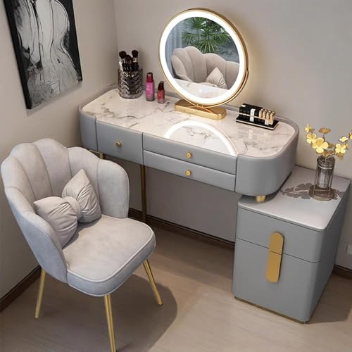 Widppsopt Dressing Tables with Lighted Mirror,Makeup Desk Set with Mirror Station Vanity Table with 5 Drawers and Stool, Makeup Desk- Modern for Girls Widppsopt Dressing Tables with Lighted Mirror,Makeup Desk Set with Mirror Station Vanity Table with 5 Drawers and Stool, Makeup Desk- Modern for Girls von Widppsopt