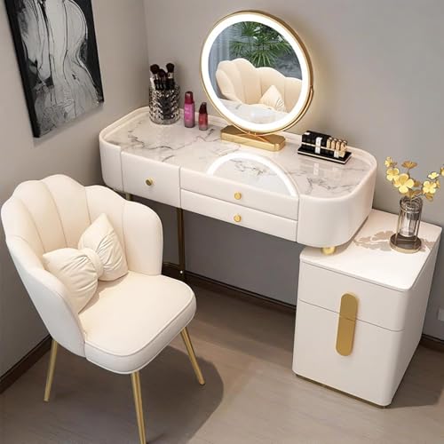 Widppsopt Dressing Tables with Lighted Mirror,Makeup Desk Set with Mirror Station Vanity Table with 5 Drawers and Stool, Makeup Desk- Modern for Girls Widppsopt Dressing Tables with Lighted Mirror,Makeup Desk Set with Mirror Station Vanity Table with 5 Drawers and Stool, Makeup Desk- Modern for Girls von Widppsopt