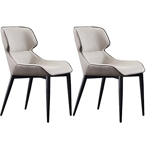 Widppsopt Esszimmerstuhl, Küchenstuhl, PU-Leder, hohe Rückenlehne, gepolsterte weiche Sitze, 2er-Set mit schwarzen Beinen für Wohnzimmer (Hellgrau) von Widppsopt