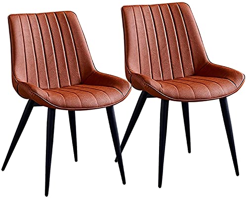 Widppsopt Esszimmerstuhl, Zimmermöbel, Küchen, 2er-Set, Moderne Wohnzimmerseiten, wasserdichtes PU-Leder und Metallbeine, Lounge-Theken für Küche und Wohnzimmer (Orange) von Widppsopt