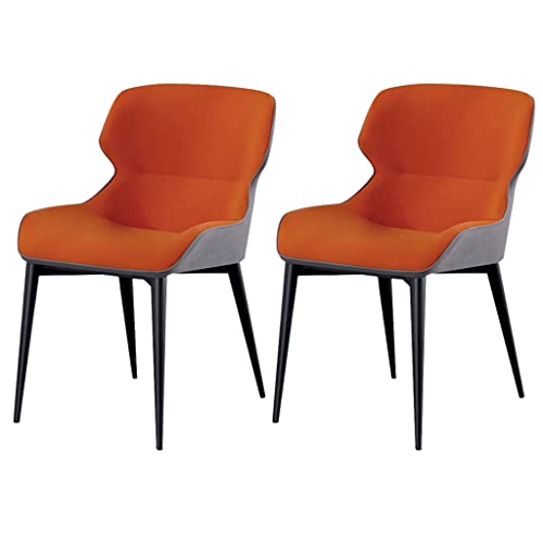Widppsopt Esszimmerstuhl, Zimmermöbel, Küchen, 2er-Set, wasserfeste Lederseiten mit Rahmen aus Kohlenstoffstahl, Lounge-Theken für Küche, Wohnzimmer (Orange) von Widppsopt